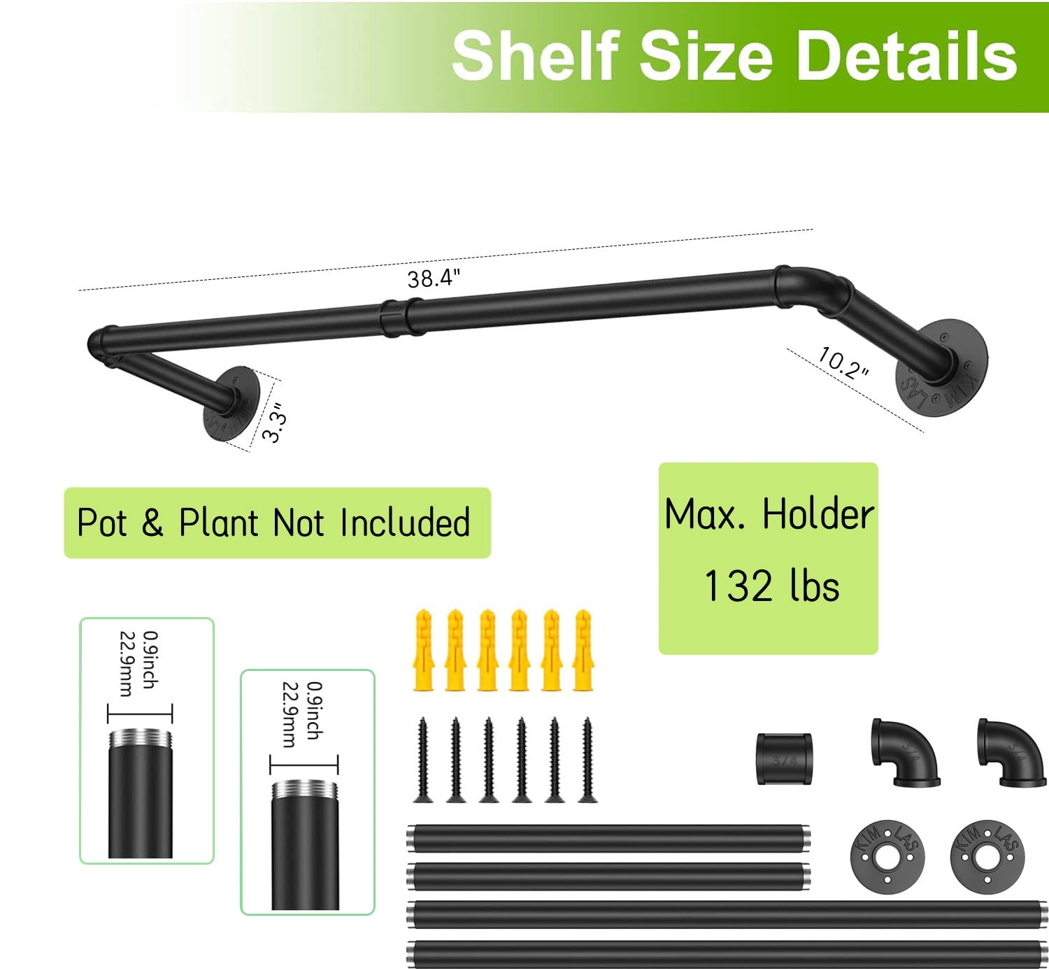 Sigrena 38" Hanging Planter Bar for Indoor Plant Window Hanging Plant Shelf Plant Hanging Rod (Pot & Plant Not Included)