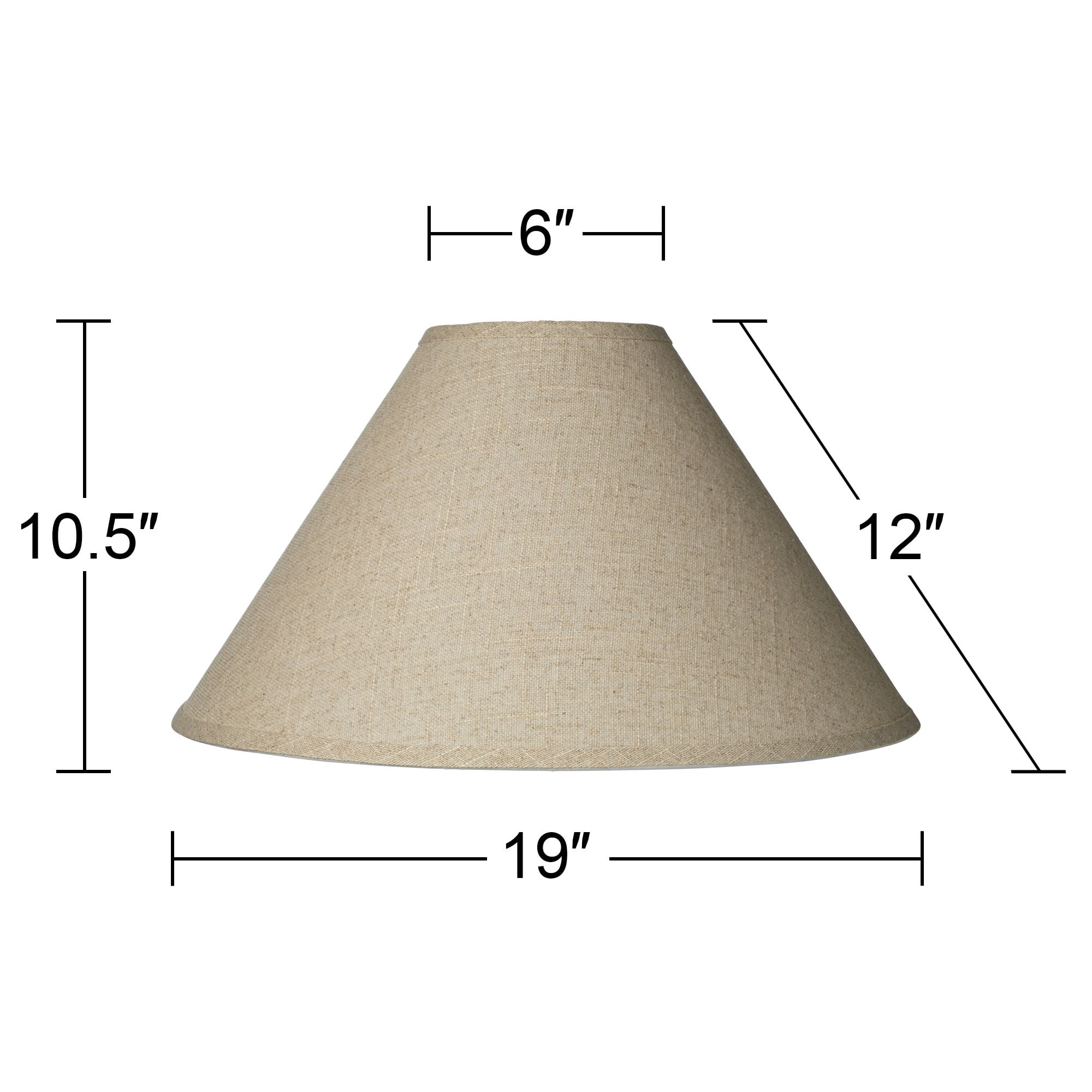 Springcrest Set of 2 Lamp Shades Fine Burlap Beige Large 6" Top x 19" Bottom x 12" High Spider Replacement Harp and Finial Fitting