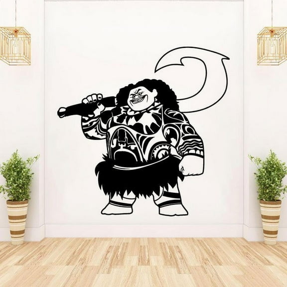 Maui Demigod Portrait - Moana Disney Vinyl Wall Art Sticker Decal Moana Disney Themed Wall Sticker For Girls Boys Kids Room Design Bedroom Nursery Kindergarten House Decoration Size (10x10 inch)
