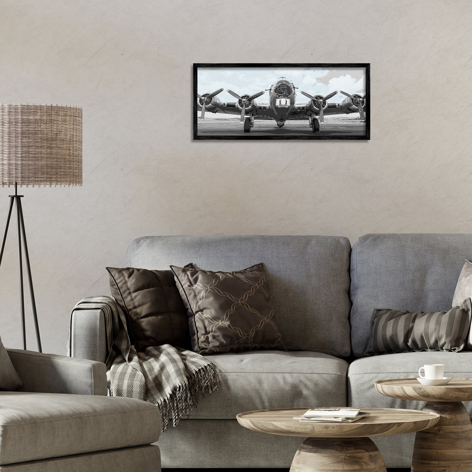 Stupell Industries Historic Aviation Aircraft Black Framed Giclee Art, design by Kim Allen
