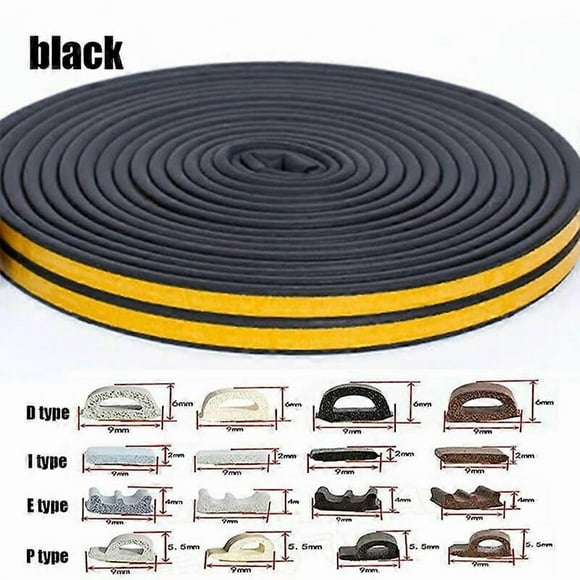 Door Insulation Seal Strip Tape Self-adhesive Acoustic Rubber Foam Weatherstrip Window Sound Draft Stopper Weather Strip