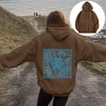 thumbnail image 2 of Linfrsh Cute Palm Puff Hoodie, Preppy Sweatshirts, Fleece lining Pink Flower Hoodies, Gift for Women (Brown,S), 2 of 7