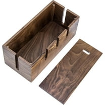 Elitzia Natural Walnut Wood Cable Management Box Desk Wire Organiser with Magnetic Cover for Hiding Messy Cables Cord Storage Tidy Box Suitable for Home Office Computer Desk TRPB02
