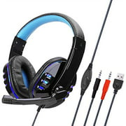 Ajcoflt SY73V Wired Computer Gaming Headphones Over-Ear Game Headset with Microphone AUX+USB Port Volume Control for PC