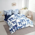 thumbnail image 3 of Homewish Cute Watercolor Bow Bedding Comforter Set 7pcs for Teens, White Blue Queen Bedding Sets, Cartoon Princess Style Reversible Queen Sheet Sets, Ultra Soft Bedroom Decor, 3 of 7