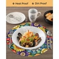 thumbnail image 3 of 15 Inch Round Placemats Set of 6, Boho Colorful Floral Non Slip Heat Insulation PP Table Mats, Spring Flower Botanical Sunflowers Plant Washable Place Mats for Kitchen Dining Party Table Decor, 3 of 7