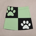 thumbnail image 5 of Paw Prints on Checkered Background Women's High Waist Skirt Stretchy Casual Mini Skirt, 5 of 8