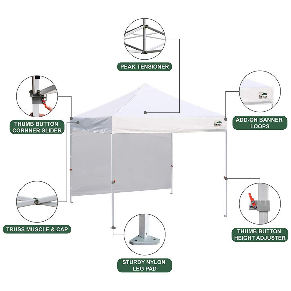 Eurmax Smart 10'x10' Pop up Canopy Tent Outdoor Festival Tailgate Event Vendor Craft Show Canopy Instant Shelter with 1 Removable Sunwall and Backpack Roller Bag Bonus 4X Stakes - image 3 of 3