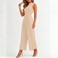 thumbnail image 5 of PBFRDSJ Jumpsuits for Women Casual Sleeveless Mock Neck Ruched Wide Leg Jumpsuit Casual Formal Long Romper with Pockets, 5 of 7
