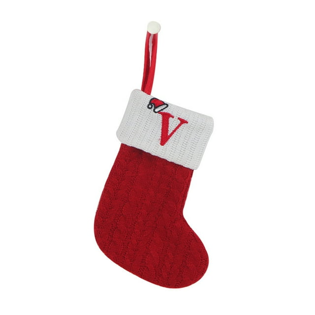 mtvxesu Knitted Wool Christmas Stocking with Embroidered Snowflake Design, Medium Thickness Polyester, Holiday Decoration, 1 Piece