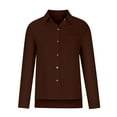 thumbnail image 3 of Shirts For Women Summer Solid Color Cotton And Linen Shirt With Pockets And Slit Long Sleeves Womens Tops, 3 of 3