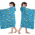 thumbnail image 4 of Cartoon Construction Vehicles Warning Signs Hooded Bath Towel，60"x35" for Ages 3 To 12 Kids, Quick Dry Lightweight Soft Microfiber Hood Beach Towel Cover Up for Kids, 4 of 7