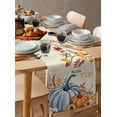 thumbnail image 3 of Orange Blue Pumpkin Fall Burlap Cotton Table Runner 14x72 Inches Long, Thanksgiving Leaves Bird Autumn Branch Farmhouse Table Runners, Outdoor Dining Tablecloths Decor for Baby Shower/Party/Wedding, 3 of 6