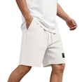 thumbnail image 6 of GrmtClth Mens Shorts Casual Waffle Elastic Waist Lightweight Sweat Shorts Summer Gym Drawstring Shorts Beach Vacation Jogging Shorts with Pockets White L, 6 of 9