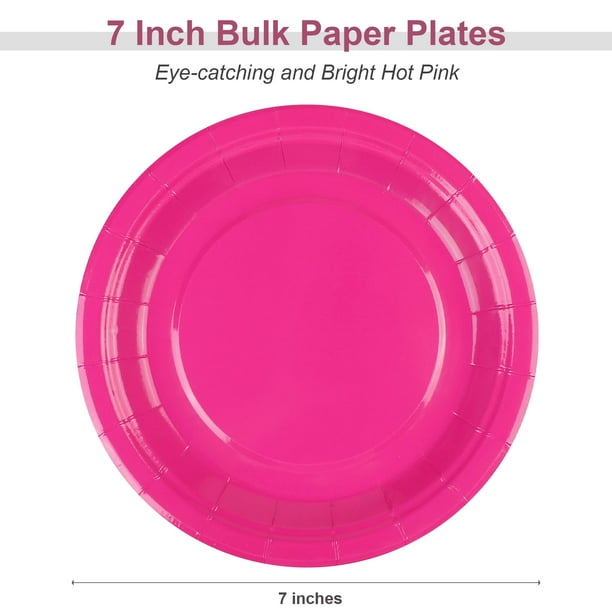 72 Hot Pink Party Paper Plates Vibrant Disposable Dessert Plates for Birthdays and Events Bulk Pack of 72 Plates Walmart Business Supplies
