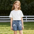 thumbnail image 2 of LRen Girls Jean Shorts 6-12Y Ripped Bermuda Jorts Y2K Baggy Straight Leg Denim Shorts with Elastic Waistband, 2 of 9