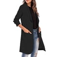 thumbnail image 2 of Langwyqu Solid Color 3/4 Sleeve One Button Lapel Long Blazer Coat, 2 of 5