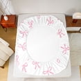 thumbnail image 5 of Feelyou Cute Pink Bowknot Twin Sheet Sets, Cartoon Butterly Knot Bedding, 3pcs, 5 of 7