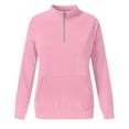 thumbnail image 3 of Women's Quarter Zip Solid Color Pocket Sweatshirt,Pullover Long Sleeve Top, Plus Size Casual Comfort Fit for 2025 Fall Winter Trendy Fashion, Perfect for Street and Daily Outdoor Activities Pink XXL, 3 of 3