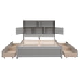thumbnail image 4 of Euroco Wood Full Size Platform Bed with Storage Headboard, 4 Drawers and USB Charging Station for Kids, Gray, 4 of 15