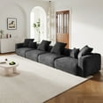 thumbnail image 4 of The Magic Home 4-Seater Modular Convertible Corduroy Sectional Sofa, Black, 4 of 10