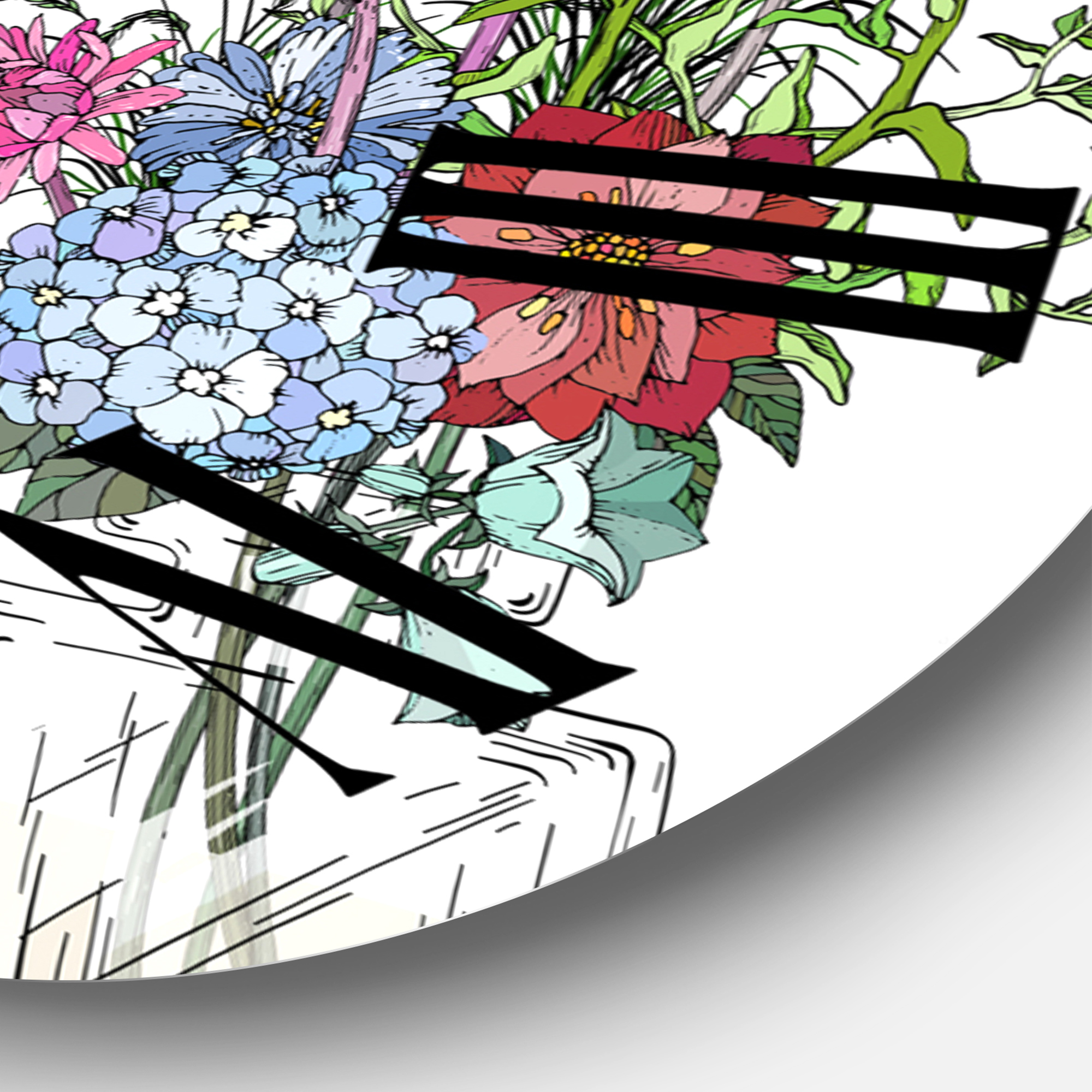 Designart 'Bouquets Of Wildflowers In Transparent Vases I' Farmhouse Wall Clock