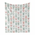 thumbnail image 1 of Geometric Soft Flannel Fleece Throw Blanket, Abstract Design with Chevron Triangles and Stripes Dots Modern Image, Cozy Plush for Indoor and Outdoor Use, 50" x 60", Pale Blue and Pink, by Ambesonne, 1 of 6