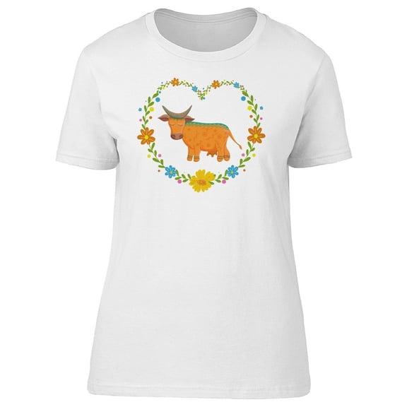 Adorable Floral Cow Cartoon Tee Women's -Image by Shutterstock