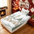 thumbnail image 5 of Erosebridal Winter Village Twin Sheets, Snow Scene Bedding, White Green, Christmas Reversible, 3-Piece, 1 Flat Sheet, 1 Fitted Sheet and 1 Pillowcase, 5 of 6