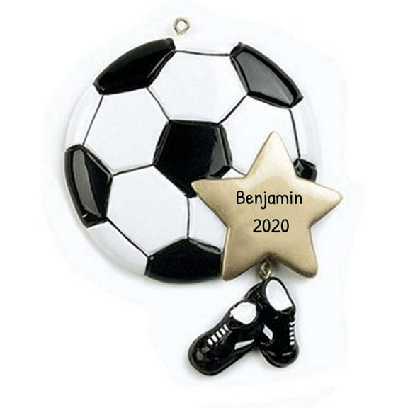 Ornaments by Elves Personalized Soccer Christmas Ornament Soccer Ball Star Decoration 2024 .25 lbs