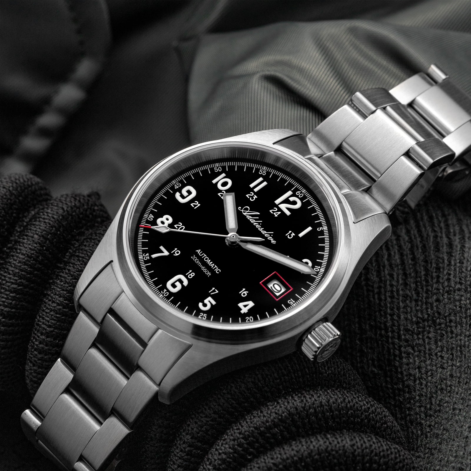 ADDIESDIVE Men's Automatic Watch NH35A Movement Dive Watch 200M Waterproof 316L Stainless Steel Sapphire Crystal Luminous Analog Wristwatch for Men Black Dial