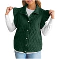 thumbnail image 1 of Diufon Womens Ruffle Vest Sleeveless Padded Button Down Lapel Jacket Lightweight Fall Winter Warm Outerwear, 1 of 9