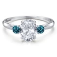 thumbnail image 3 of Gem Stone King 10K White Gold White Topaz and London Blue Topaz 3-Stone Ring for Women | 1.76 Cttw | Oval 8X6MM | Gemstone November Birthstone | Size 8, 3 of 6