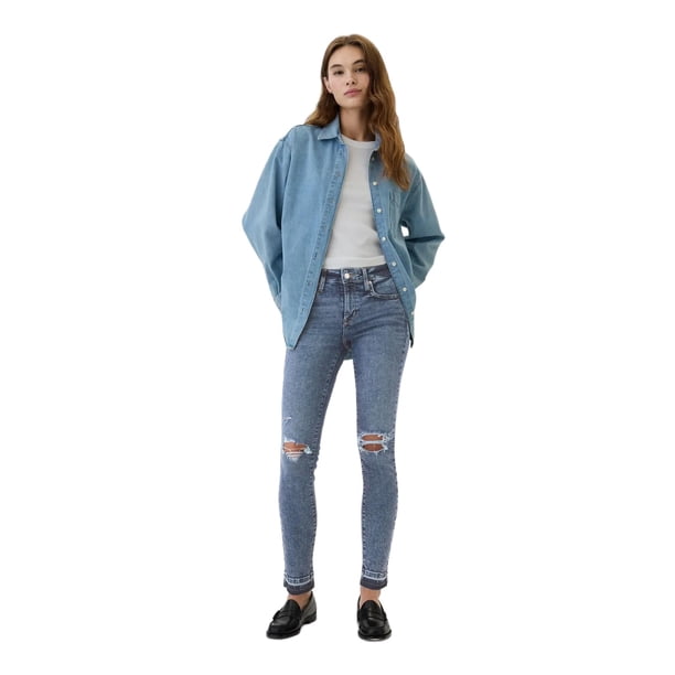 Leggings de talle medio para mujer de Pant GAP Medium Destroy 29