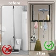 thumbnail image 3 of Over The Door Broom Holder with Hooks Stainless Steel Broom Holder Wall Mount Space Saving Mop Broom Holder Easy to Install Mop and Broom Organizer for Garage Closet Laundry, 3 of 10