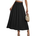 thumbnail image 7 of QATAINLAV Vintage Plaid Maxi Skirt for Women Elagant High Waisted Loose A-Line Business Casual Skirts with Pockets, Green, XL, 7 of 7