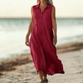 thumbnail image 2 of Horkkom Flowy Dresses for Women V Neck Sleeveless Maxi Dresses Summer Solid Color Beach Dresses XL, 2 of 6