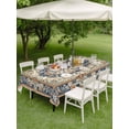 thumbnail image 5 of 60x120 Inch Outdoor Tablecloth with Umbrella Hole Zipper Rectangle Boho Southwestern Rectangular Tablecloths Outside Waterproof Heritage Antique Country Blue Patio Table Cloth Cover for Picnic Party, 5 of 8