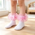 thumbnail image 2 of Girls Ruffle Ankle Socks Double Lace Frilly Socks Cute Princess Style Cotton Dress Socks for Girls Kids Toddler Back to School Wear, 2 of 4