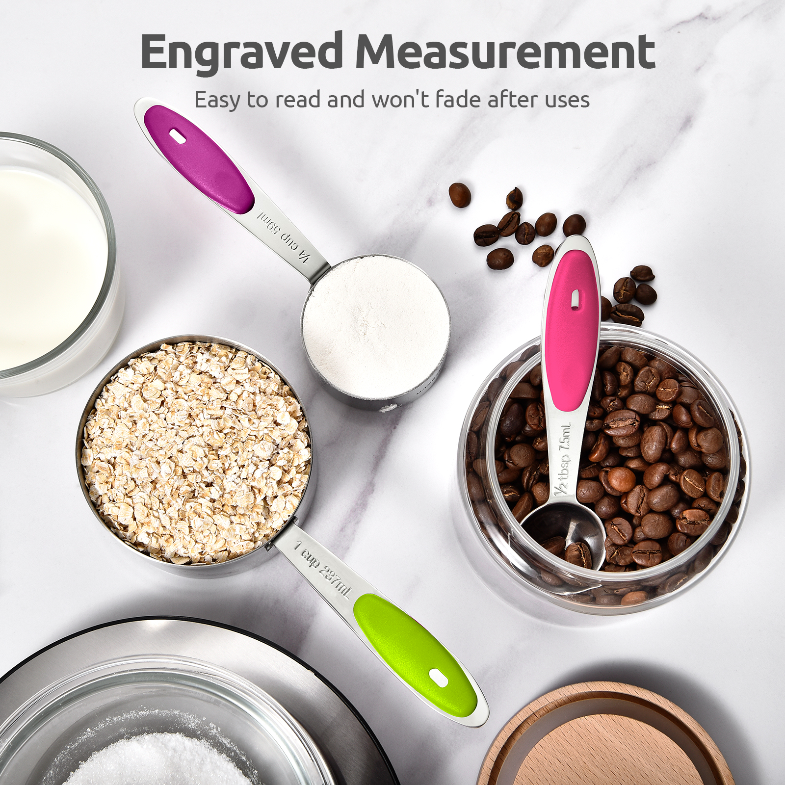 U-Taste 12-Piece Stainless Steel Measuring Cups and Spoons photo 4