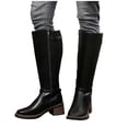 thumbnail image 5 of Xfvqtps Knee High Boots for Women Wide Calf Side Zipper Block Low Heel Faux Leather Tall Boots, 5 of 9