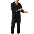 thumbnail image 3 of Zenithor Men's Soft Pajama Set Cozy Button Down Pajamas for Men Long Sleeve 2 Piece Sleepwear Lounge Sets with Pockets,L-4XL Black, 3 of 6