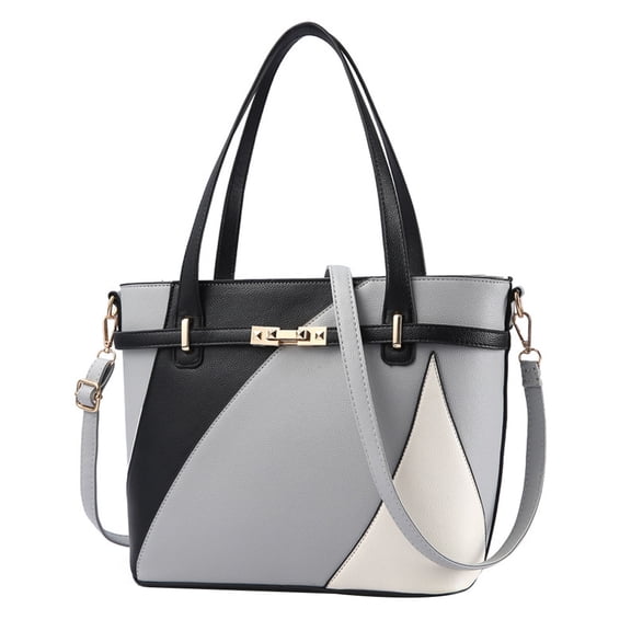 Fashion large-capacity artificial leather bucket bag female large-capacity soft leather shoulder bag - grey