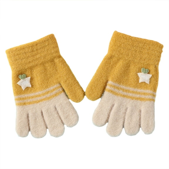 Zanarzt Waterproof Winter Gloves Kids Winter Gloves for Boys Girls Children Full Fingers Stretchy Warm Mittens for Toddler Yellow,3-6 Years