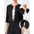 thumbnail image 2 of DARING DIVA Women's Crop Open Front 3/4 Sleeve Collarless Jacket XS Black, 2 of 7