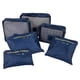 thumbnail image 4 of Organizadores de bolsas de almacenamiento plegables de 6 uds, bolsa de almacenamiento de viaje impermeable para ropa Oxford (punto azul marino), 4 of 8
