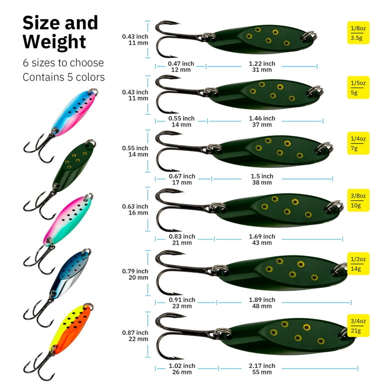 Fishing Lures Trout Lures Fishing Spoons Lures for Trout Pike Bass Crappie  Walleye 1/8oz 1/5oz 1/4oz 3/8oz 1/2oz 3/4oz - China Fishing Tackle and  Fishing Lure price