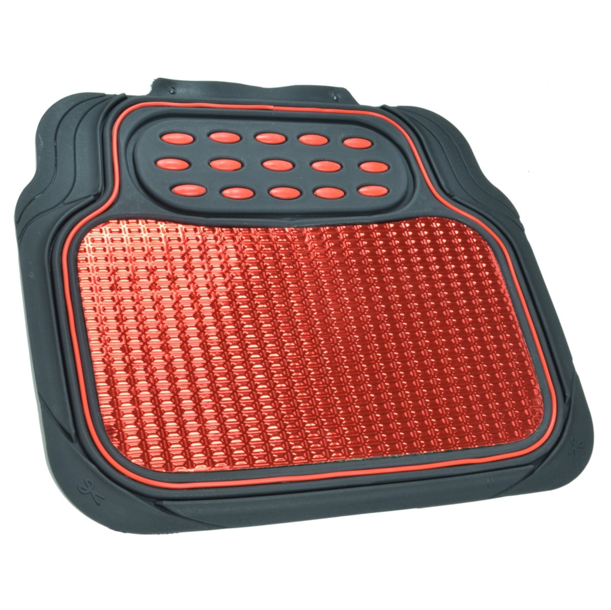 BDK 2 Tone Black & Red Floor Mats for Cars - Metallic Top Finish Car Mats for Women & Men - Heavy Duty Red Car Accessories for SUV - Anit Slip All Weather Cute Mats for Cars, SUV, & Van