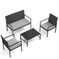 thumbnail image 4 of UDPATIO 4 Piece Patio Furniture Sets, Outdoor Conversation Sets of 4, 4 Pieces Wicker Patio Furniture Set with Coffee Table, Gray, 4 of 8