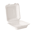 thumbnail image 1 of Contenedor almeja liso 8x8" de bagazo de caña con 200 pz blanco, 1 of 5